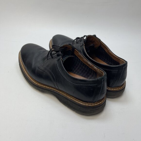 Clarks Black Leather Oxford Formal Dress Shoes Men Sz 8 US Dark Academia Preppy - Picture 3 of 14
